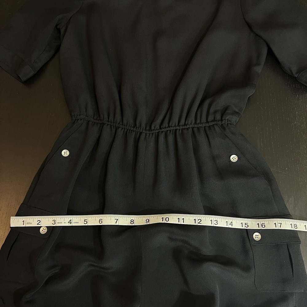RAG & BONE 100% Silk Romper Size 4 Black Cuffed Capsule Minimalist Short Sleeve - Picture 10 of 12